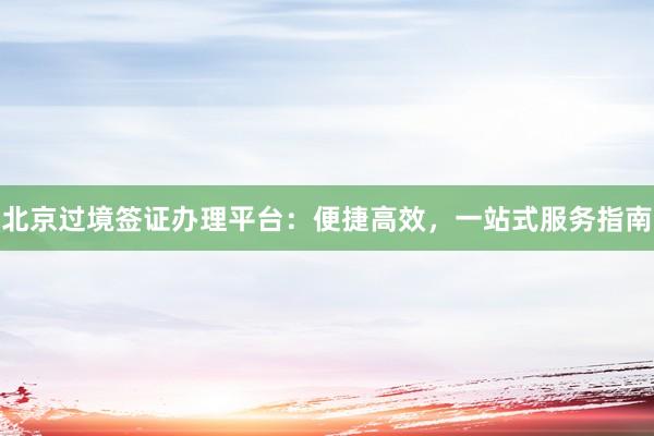 北京过境签证办理平台：便捷高效，一站式服务指南