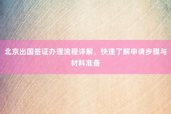 北京出国签证办理流程详解，快速了解申请步骤与材料准备