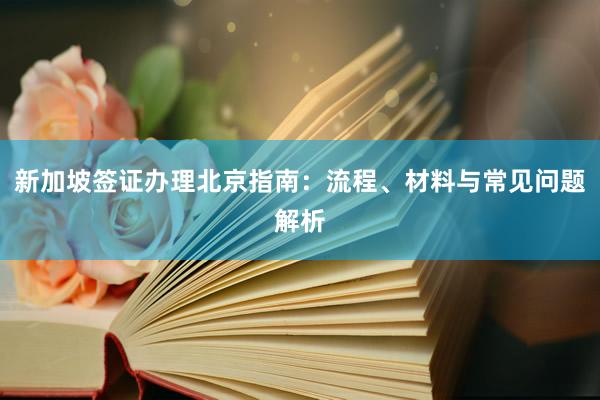 新加坡签证办理北京指南：流程、材料与常见问题解析